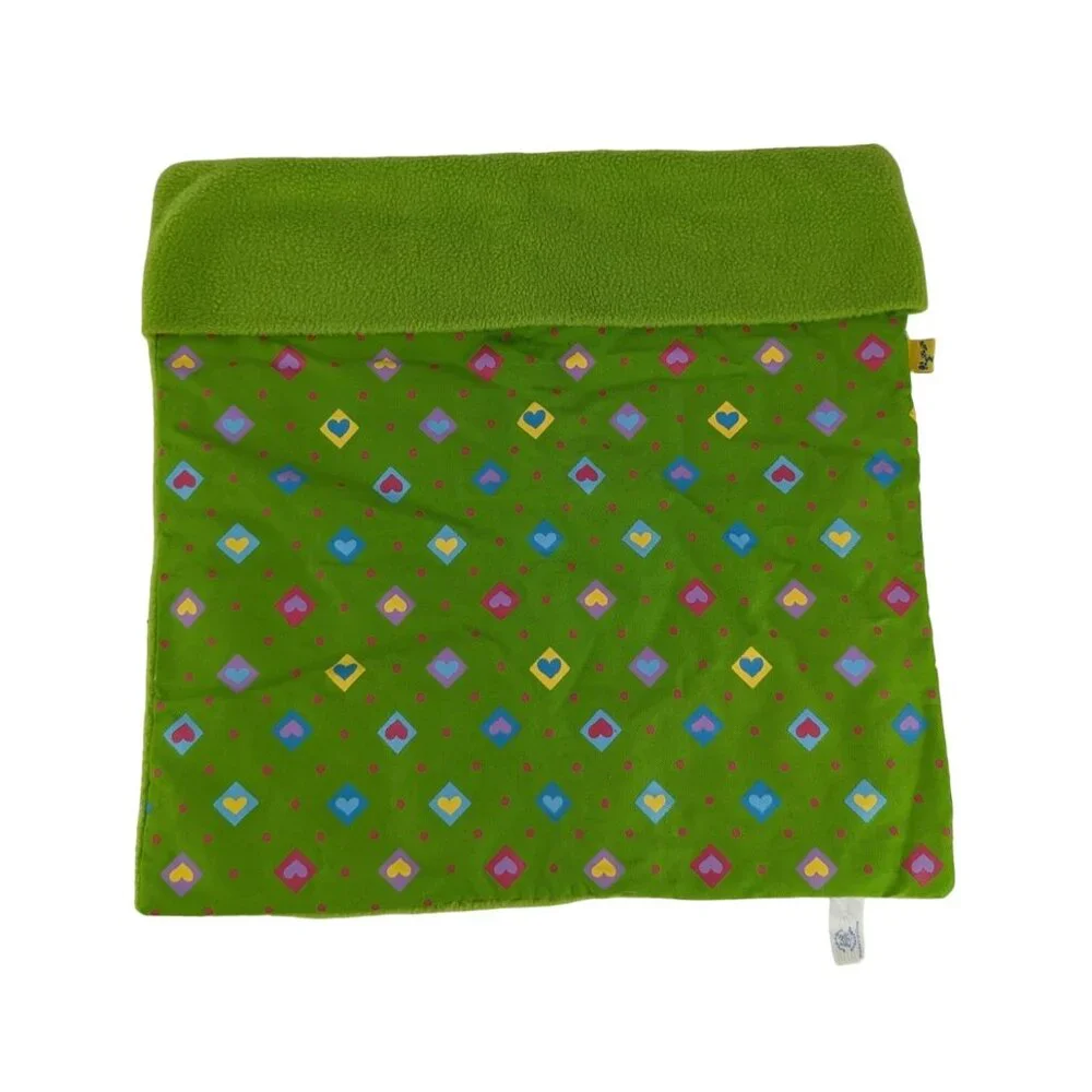 Build A Bear Green Blanket & Pillow Bedding Pink Polka‎ Dot Hearts Fleece BABW